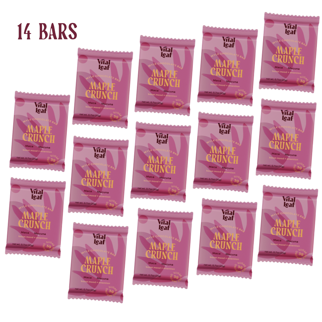 Mini Cocoa Crunch Mylk Chocolate Bar: Mood + Attention Boost (case of 14 bars)