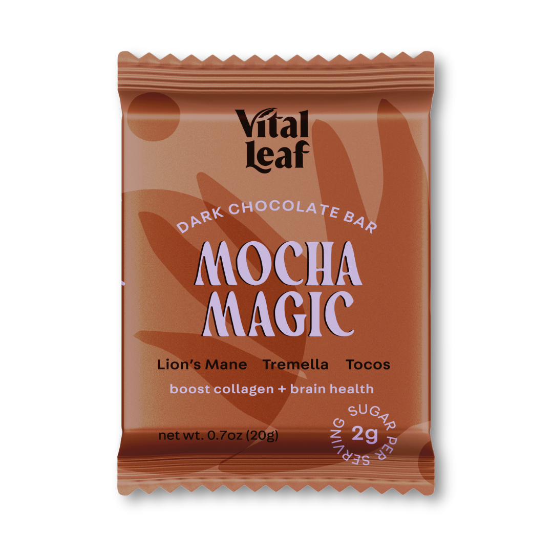 Mini Mocha Magic Dark Chocolate Bar: Brain Power + Collagen Boost (case box of 14 bars)