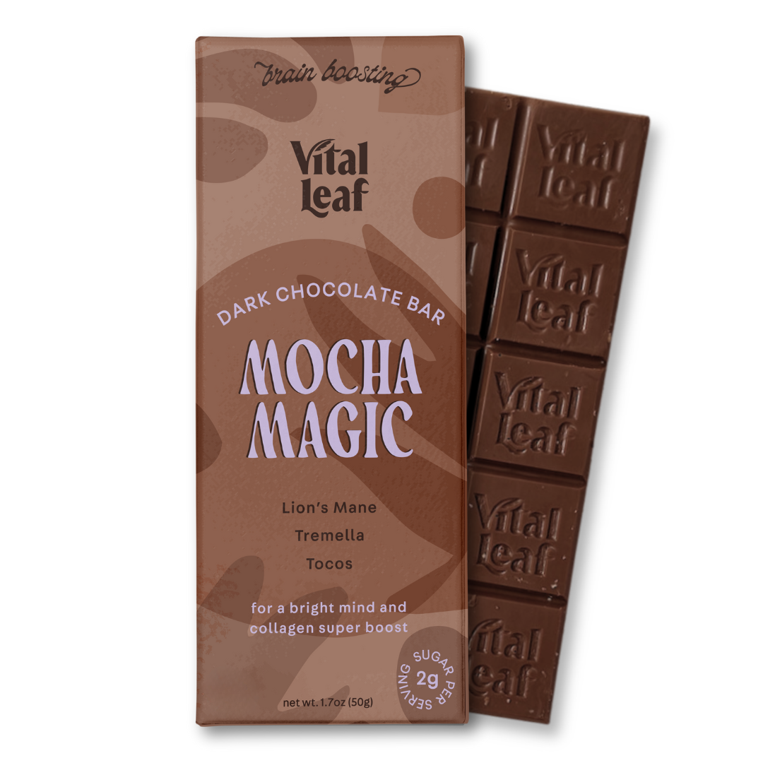 Mocha Magic Dark Chocolate Bar: Brain Power + Collagen Boost