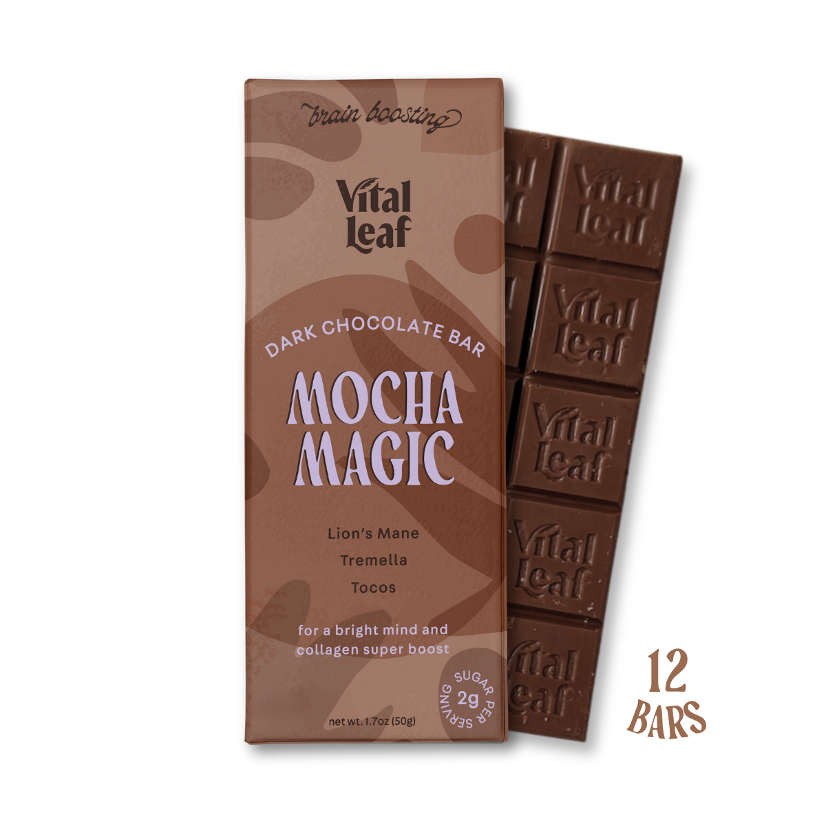 Mocha Magic Dark Chocolate Bar: Brain Power + Collagen Boost